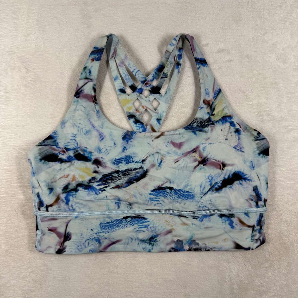 Lululemon Free To Be Elevated Bra Blue Multi Abstract Strappy Back Size 10